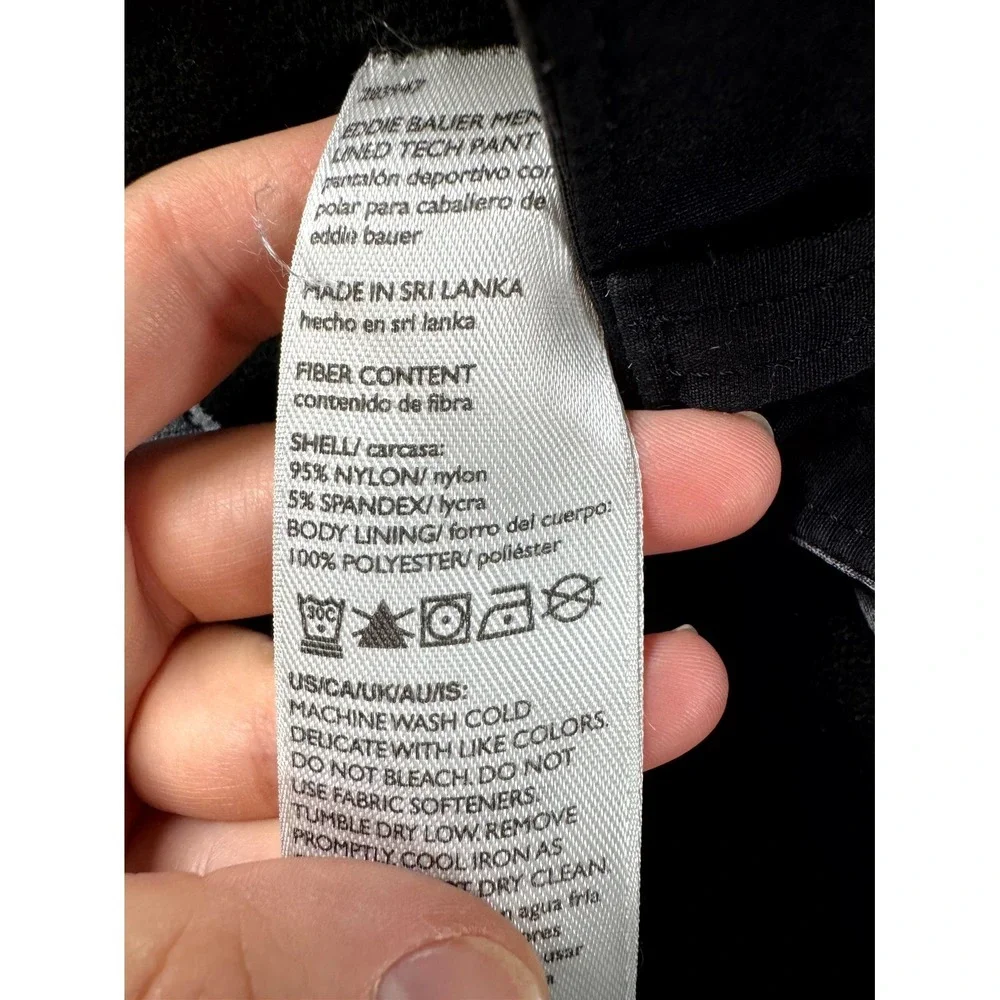 Eddie Bauer‎ Fleece Lined Tech Pants Mens 36x32 Black Nature Outdoor Workwear